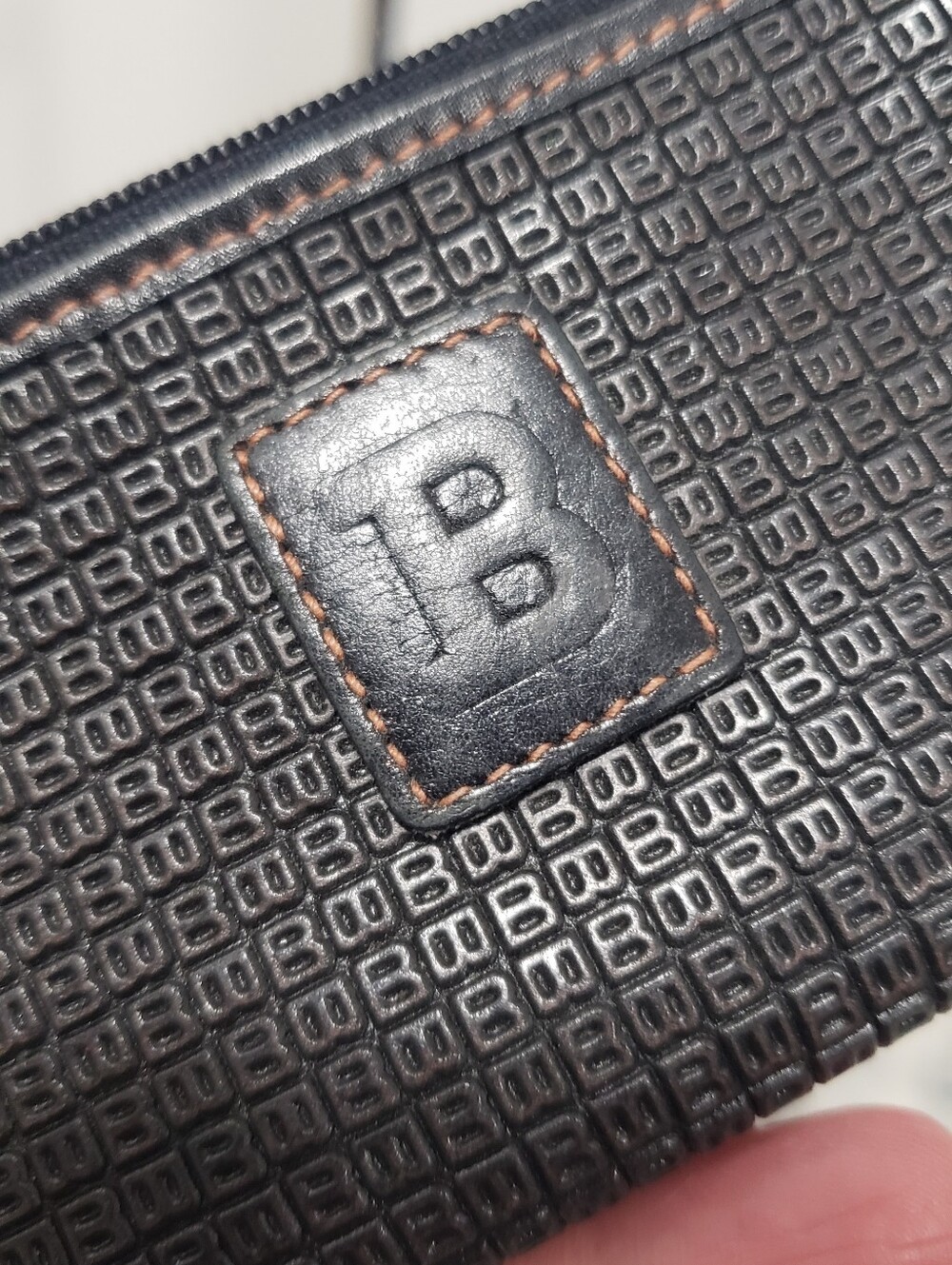 EUC BALLY "B" Monogram Pattern Embossed Canvas Key Pouch Keychain - Picture 3 of 8